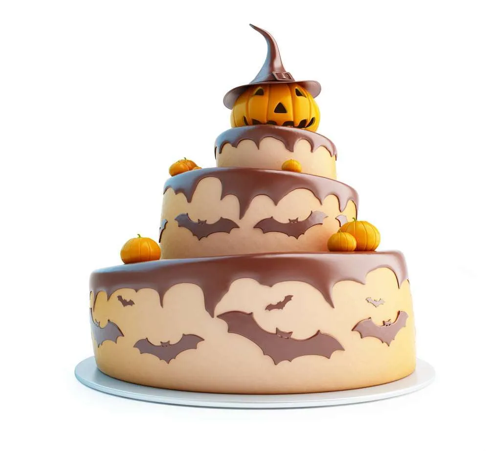 Torta di Halloween decorata in pasta di zucchero